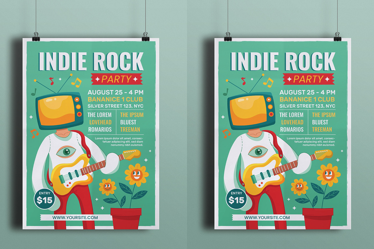 Indie Rock Party Flyer, a Flyer Template by serapika (Photo 3 of 3)