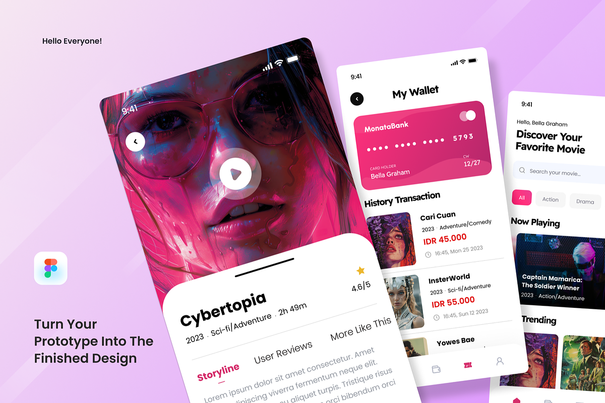 Moviku  - Movie Ticket Mobile, an UI Kit Template by SquidPixey (Photo 3 of 3)