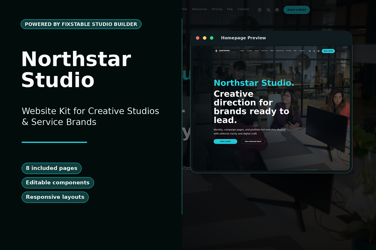 Northstar Studio WordPress Kit, a WordPress Template by Fixstable Studio (Photo 1 of 9)