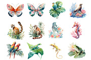 Watercolor Tropical Animals Clipart, an Illustration by DreamArtGraphic (Thumbnail 4 of 4)