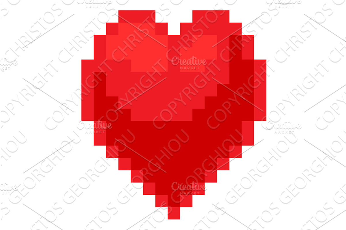 Heart Pixel Art Game Icon, an Object Illustration by Christos Georghiou