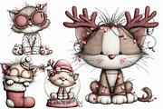 Quirky Christmas Cat Clipart, an Illustration by Libby Wishes (Thumbnail 2 of 7)