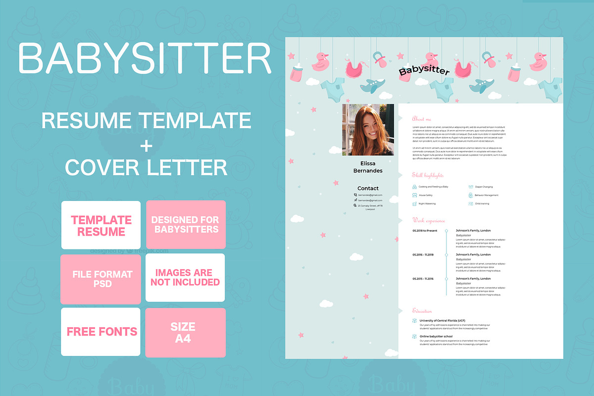 Nanny & Babysitter Resume Template, a Resume Template by Halfcircle (Photo 1 of 4)