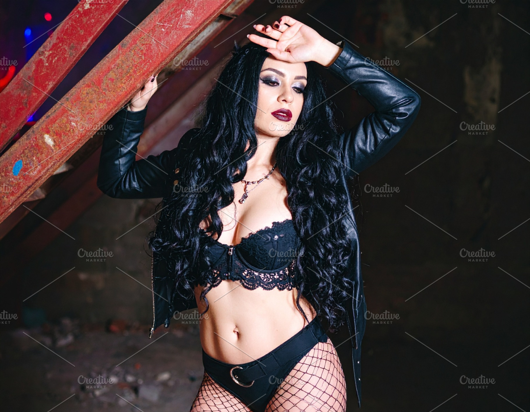 beautiful young industrial goth woman AI generated, a Photo by WorldOfPhotos