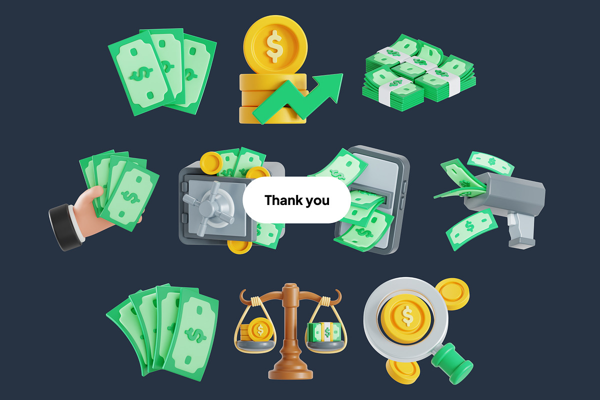 Money 3D Icon Pack, an Object 3D Model by Nate Studios (Photo 6 of 6)