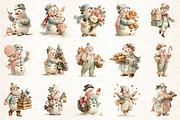 Whimsical Christmas Snowman Clipart, a Seasonal Illustration by Rose Art (Thumbnail 2 of 6)