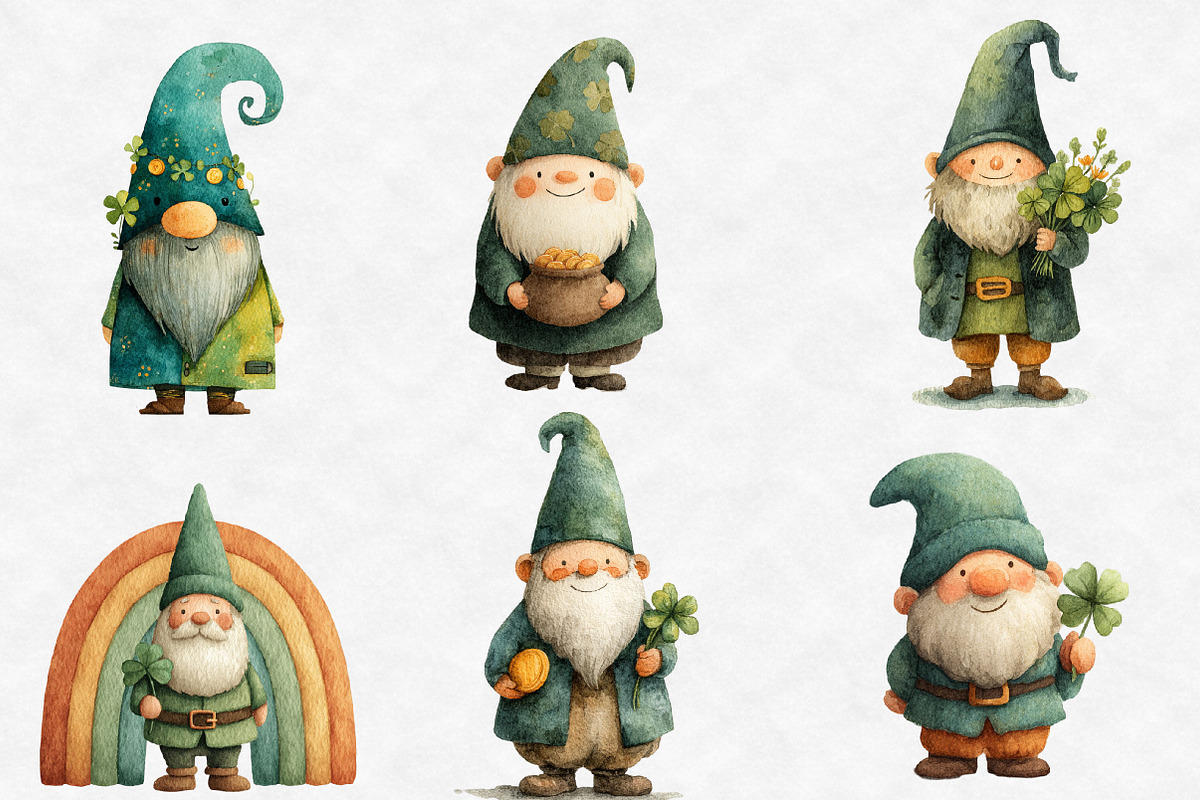 St Patrick’s Day gnome clipart, an Illustration by Designworld (Photo 3 of 6)