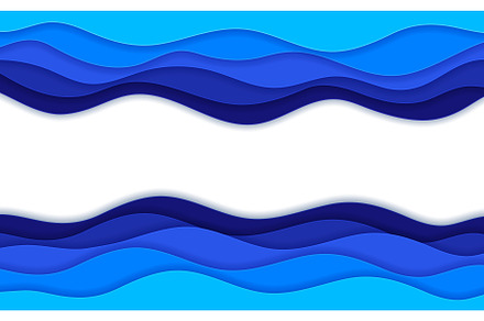 Sea paper cut waves and ocean, an Illustration by Vector Tradition
