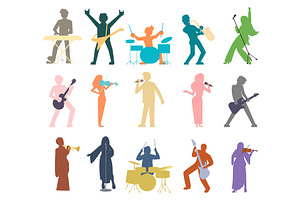 People musicians color silhouettes, an Object Illustration by SiberianArt