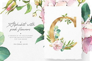 Pink & White Flowers- Watercolor Set