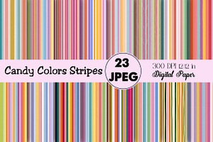 Candy Colors Stripes Digital Paper, an Illustration by Daily.Designs