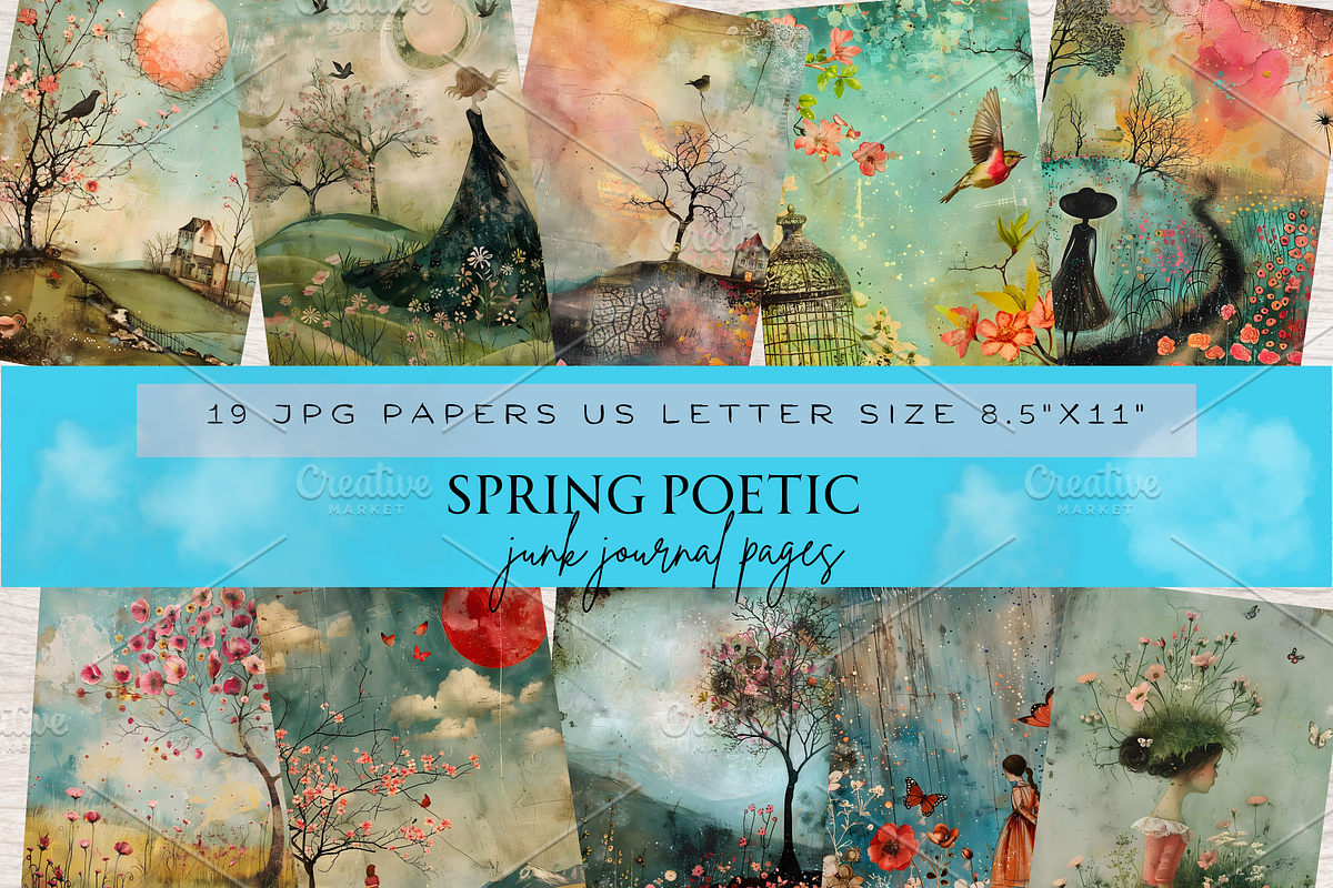 SPRING POETIC LANDSCAPE JUNK JOURNAL, a Seasonal Illustration by Daring Digies (Photo 1 of 7)