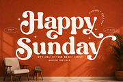 Retro Serif Font - Happy Sunday, a Serif Font by Font Liner (Thumbnail 1 of 9)