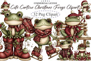 Cute Cartoon Christmas Frogs Clipart, an Illustration by designcity5 (Thumbnail 1 of 5)