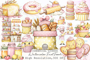Watercolor Fast Food Clipart Bundle, an Illustration by Sublimation Artist