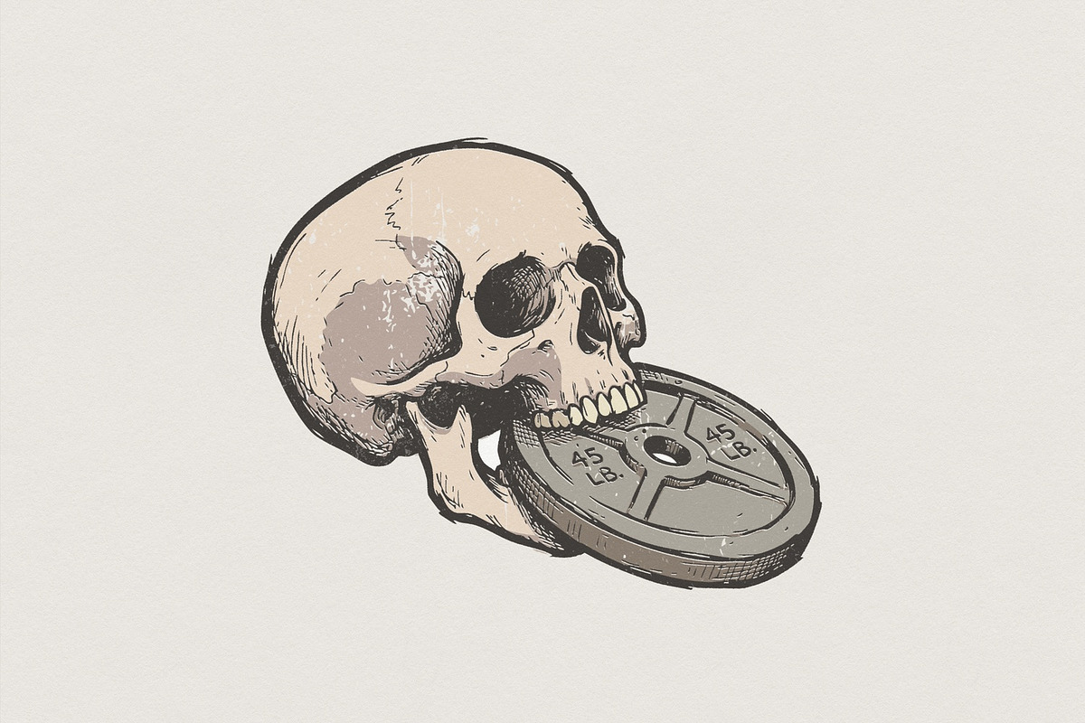 Skull With 45 LB Weight Plate PNG, an Illustration by SharpMarketplace (Photo 1 of 3)