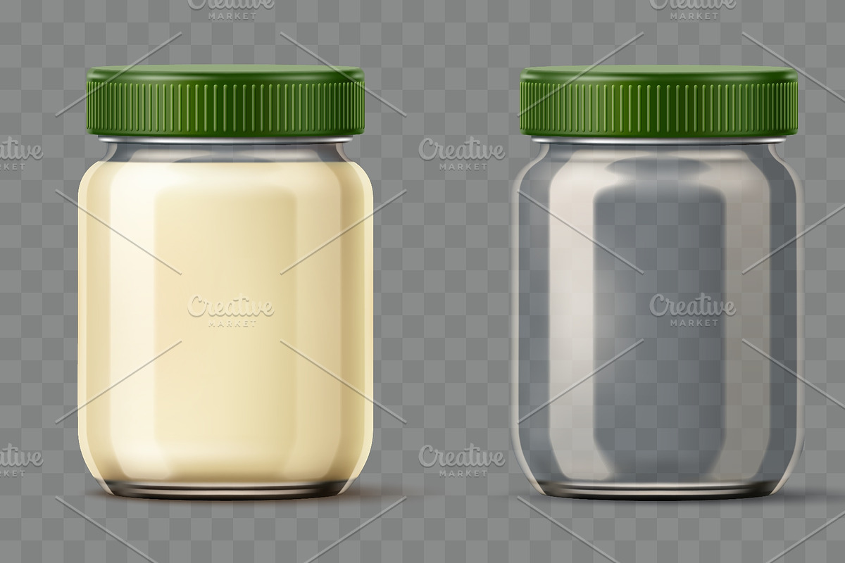 Realistic glass jar with mayonnaise, a Food Illustration by Vectorbuum (Photo 3 of 3)