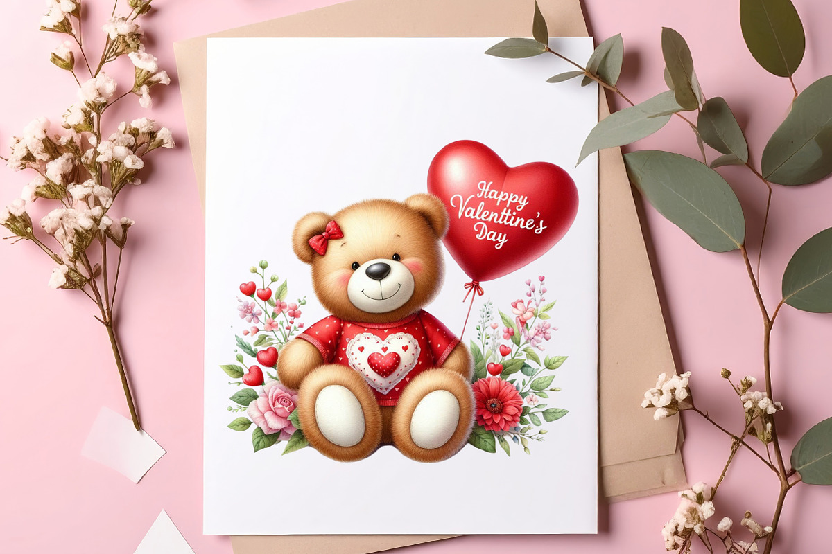 Valentines Day Teddy Bear Clipart, an Illustration by SinaCreation (Photo 5 of 11)