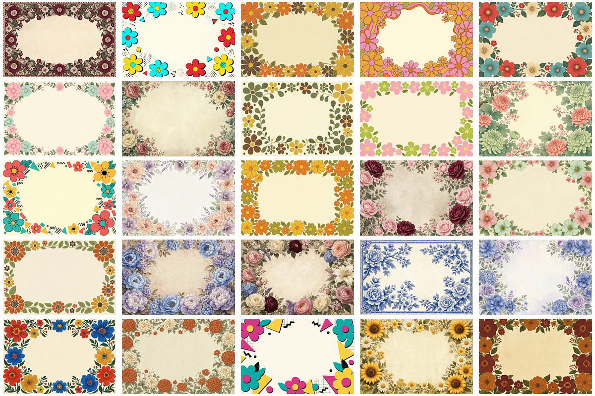 Vintage Flower Border Background, a Background Graphic by Forhadx5 (Photo 5 of 8)