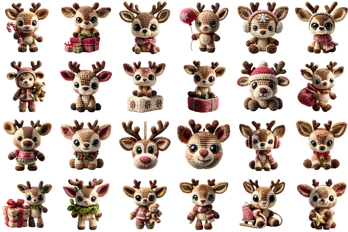 Christmas Crochet Reindeer Clipart, an Illustration by Sublimation Artist (Photo 2 of 6)