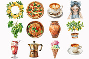 Watercolor Italian Summer Travel Set, an Illustration by Design Market (Thumbnail 5 of 5)