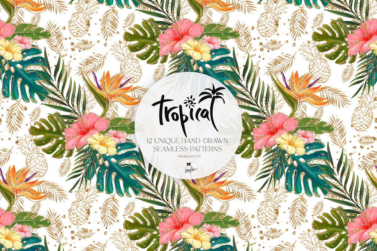 Hawaii Tropical Seamless Patterns, a Pattern Graphic by KaramfilaS (Photo 6 of 17)