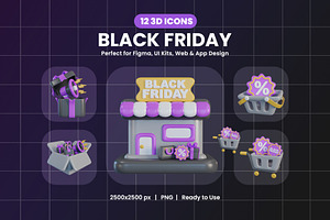 Black Friday 3D Icon Pack, an Object Graphic by Artnivora.Std