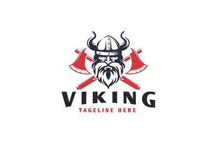 Viking And Cross Axe Logo Design