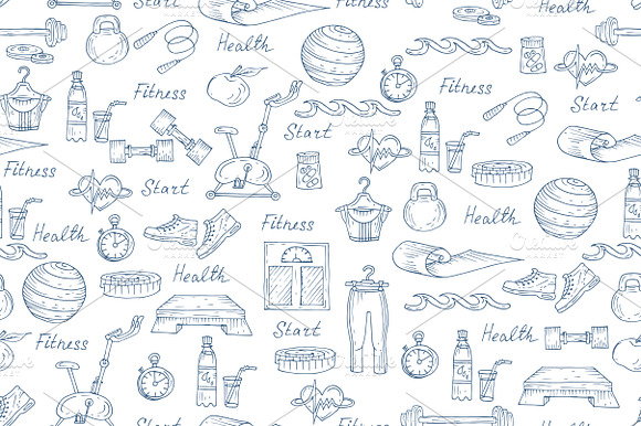 Pattern with fitness symbols preview 2