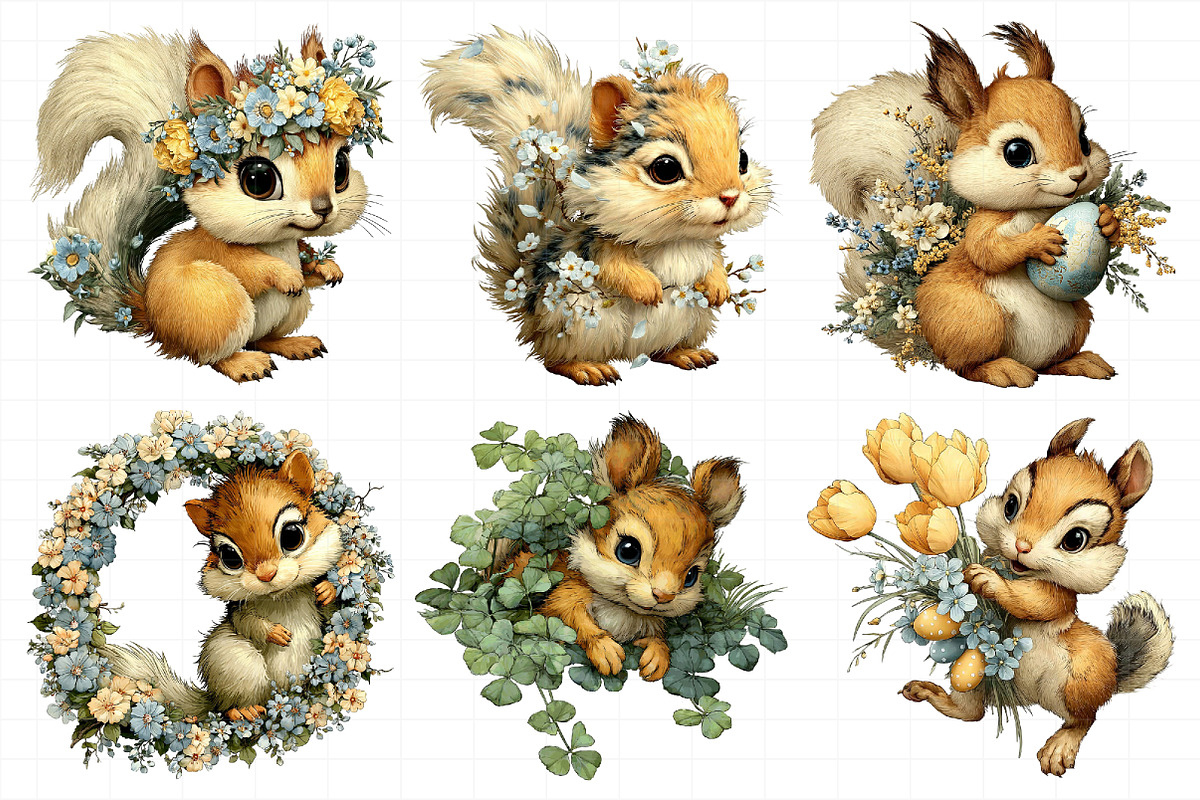 Whimsical Easter Squirrel Clipart PN, an Illustration by Daily.Designs (Photo 7 of 7)