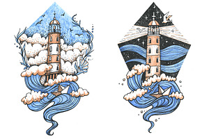 Lighthouse hand drawn illustration