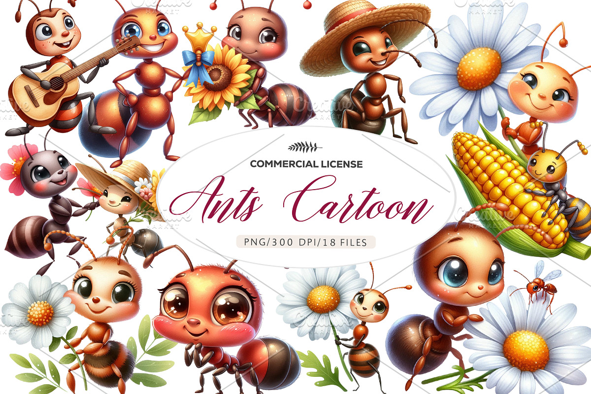 Happy Cute Ants Cartoon Clipart, an Illustration by CreationArt (Photo 1 of 4)
