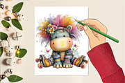Whimsical Hippopotamus Clipart, an Illustration by DreamCafeArt (Thumbnail 4 of 6)
