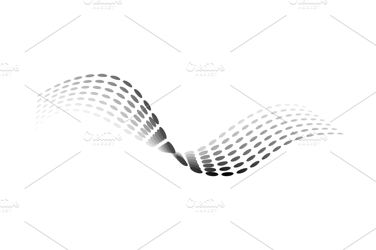 Dotted halftone waves. Flowing, an Illustration by Things for designers