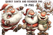 Quirky Santa and Reindeer PNG, an Illustration by Libby Wishes (Thumbnail 1 of 7)