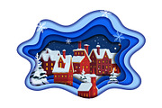 Christmas cartoon snowy town, a Decorative Illustration by Vector Tradition (Thumbnail 3 of 3)