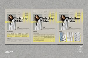 Yellow Gradient CV Resume Pack, a Resume Template by Neermana