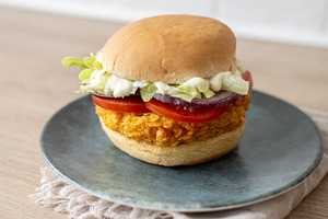 Closeup of crispy chicken burger, a Food & Drink Photo by etorres69