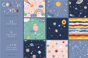 In Outer Space Childish Graphic Set