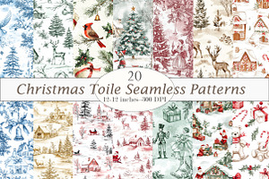 Christmas Toile Seamless Patterns, a Pattern Graphic by Design Market