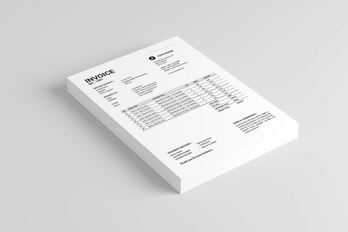 Invoice | MS Word & Indesign, a Stationery Template by Leaflove