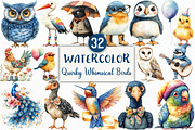 Watercolor Quirky Whimsical Birds, an Illustration by Craft Nest (Thumbnail 1 of 6)