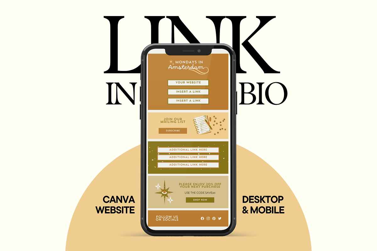 Warm Link In Bio Canva Template, a Landing Page Template by Anna Design Studio (Photo 11 of 11)