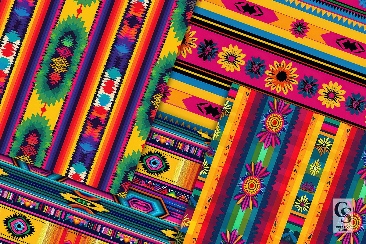 Bright Mexican Serape Digital Papers, a Pattern Graphic by Creative Store (Photo 3 of 5)