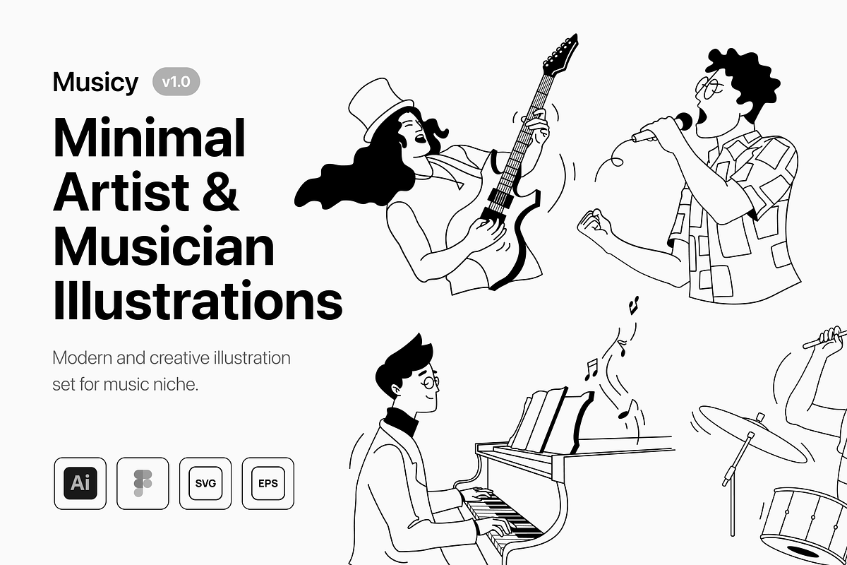 Minimalist Musician Illustrations, an Illustration by Illustraly Design (Photo 1 of 7)