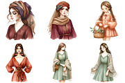 Watercolor Boho Girls Clipart, an Illustration by Libby Wishes (Thumbnail 2 of 6)