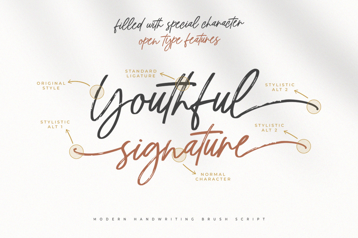 Youthful | Signature Script Font, a Script Font by Pentagonistudio (Photo 10 of 11)