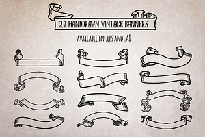 27 Handdrawn Vintage Banners