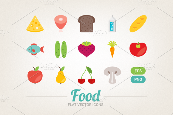 Flat food icons preview 3