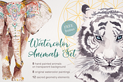 Watercolor Animals Set, an Animal Illustration by Flo Sacred Art (Thumbnail 1 of 11)